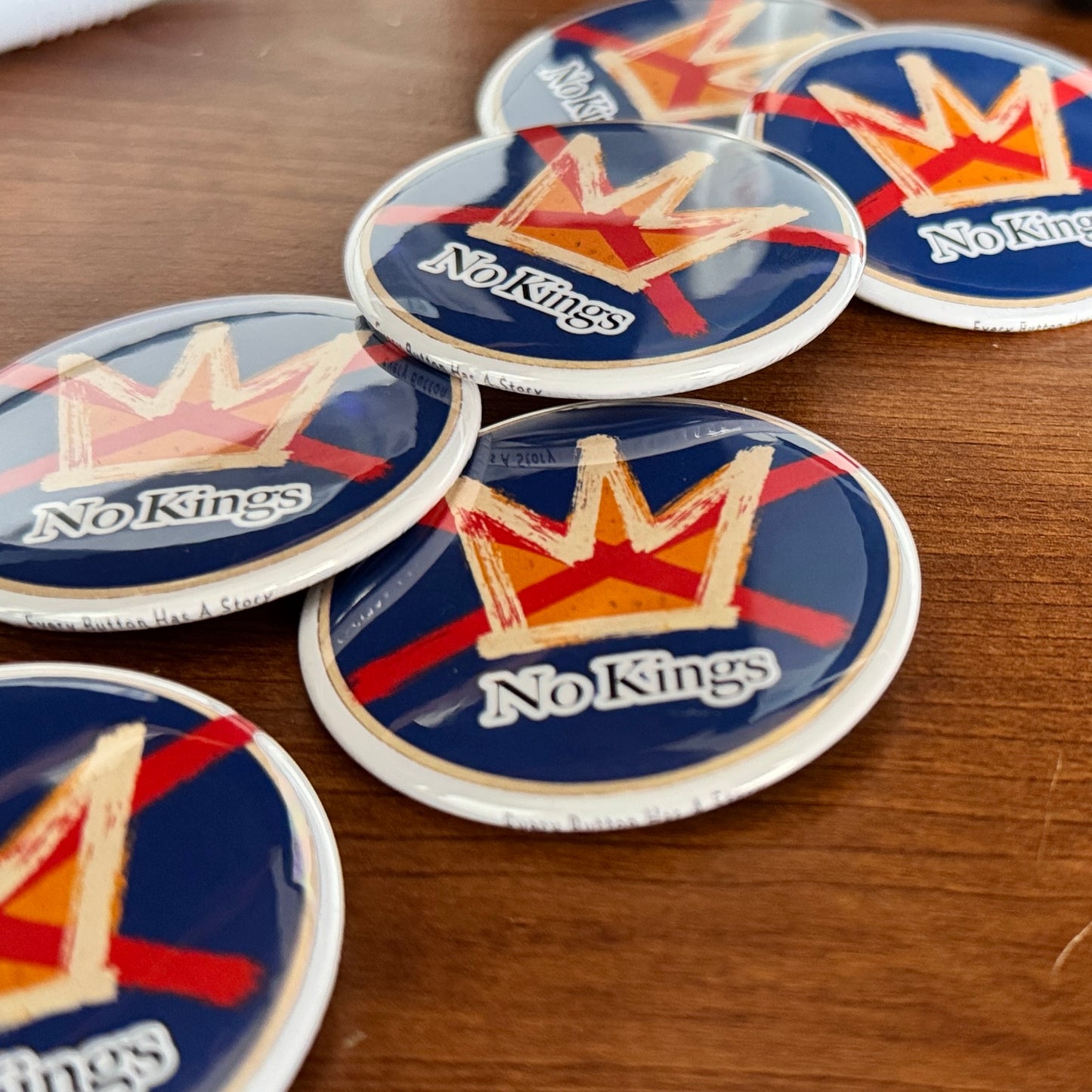 No Kings Anti-Establishment Button Pin (2.25") – Graffiti Crown, Rebel Aesthetic, Punk Backpack or Jacket Badge