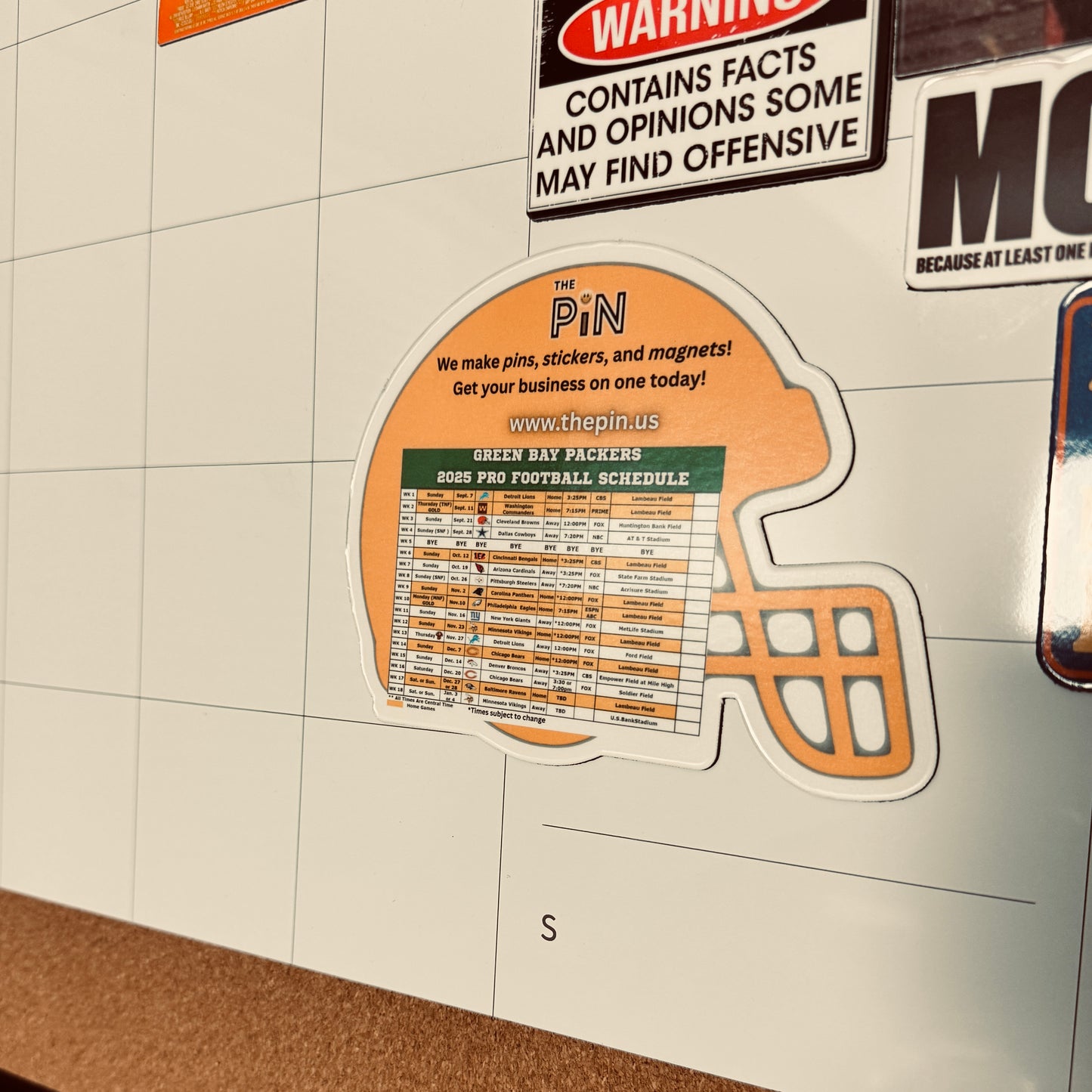 2025 Packers & Wisconsin Football Schedule Magnet – SPONSOR YOURS!!